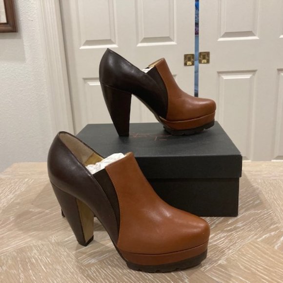 New NIB Walter Steiger Sz EU 35 (US 5) Brown Boots Platform Booties Fall Winter - Picture 1 of 12
